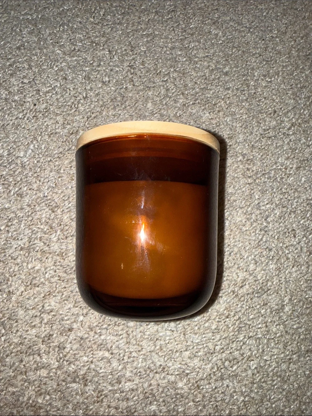 Target Bookish Candle - Amber Brown Glass with Light Wood Lid